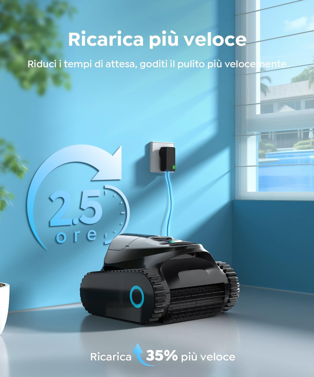Robot Piscina C1 Senza Fili — Pulisce Fondo e Pareti fino a 150 m²