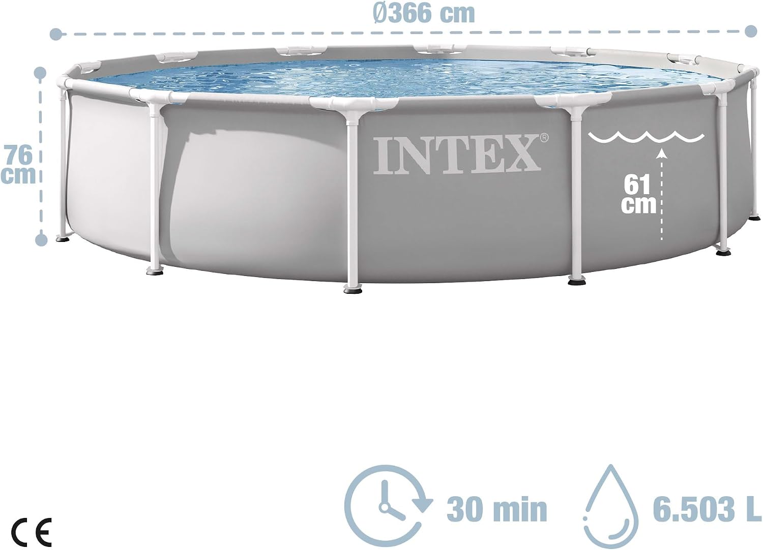 Intex Prism Frame Premium 3,66 m x 76 cm – Piscina Fuoriterra con Pompa Filtro