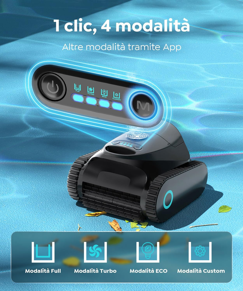 Robot Piscina C1 Senza Fili — Pulisce Fondo e Pareti fino a 150 m²