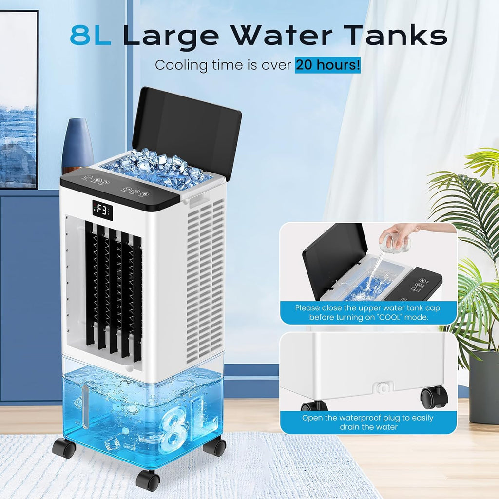 Raffreddatore d'Aria 4 in 1 Senza Tubo — Silenzioso, 60W con Telecomando