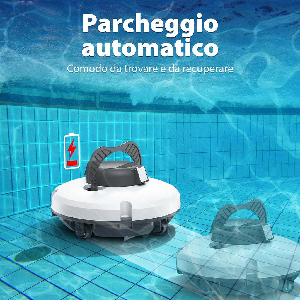 Redkey S100 Robot Pulitore per Piscina Cordless — 200 Minuti di Autonomia, Parcheggio Automatico