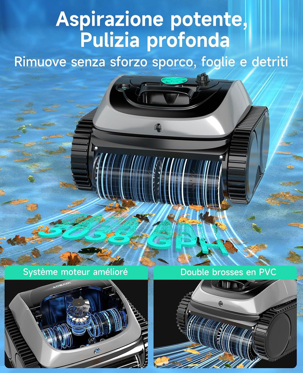 WYBOT C1 – Robot Pulitore Piscina Senza Fili con Percorso Intelligente