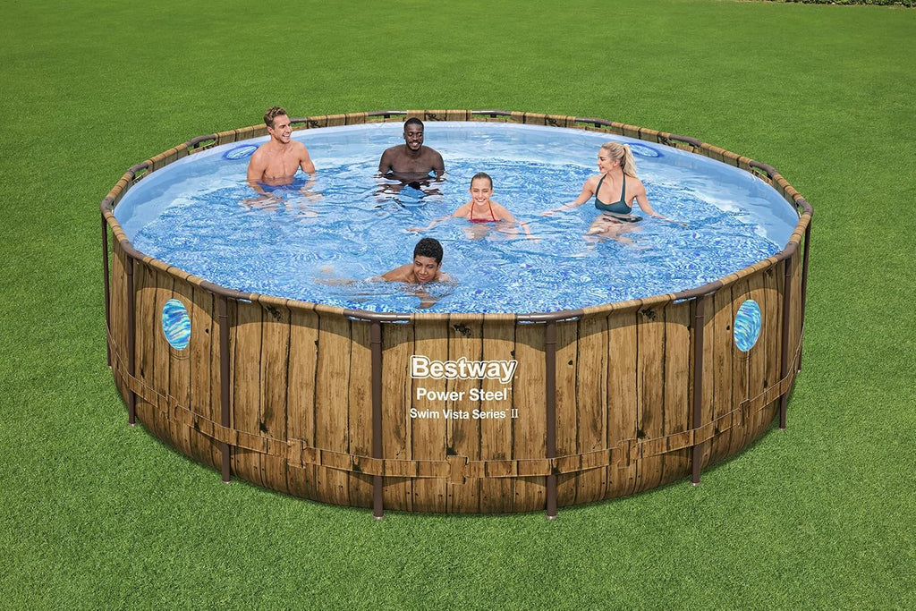Piscina fuori terra Bestway Power Steel Swim Vista 488x122 cm effetto legno