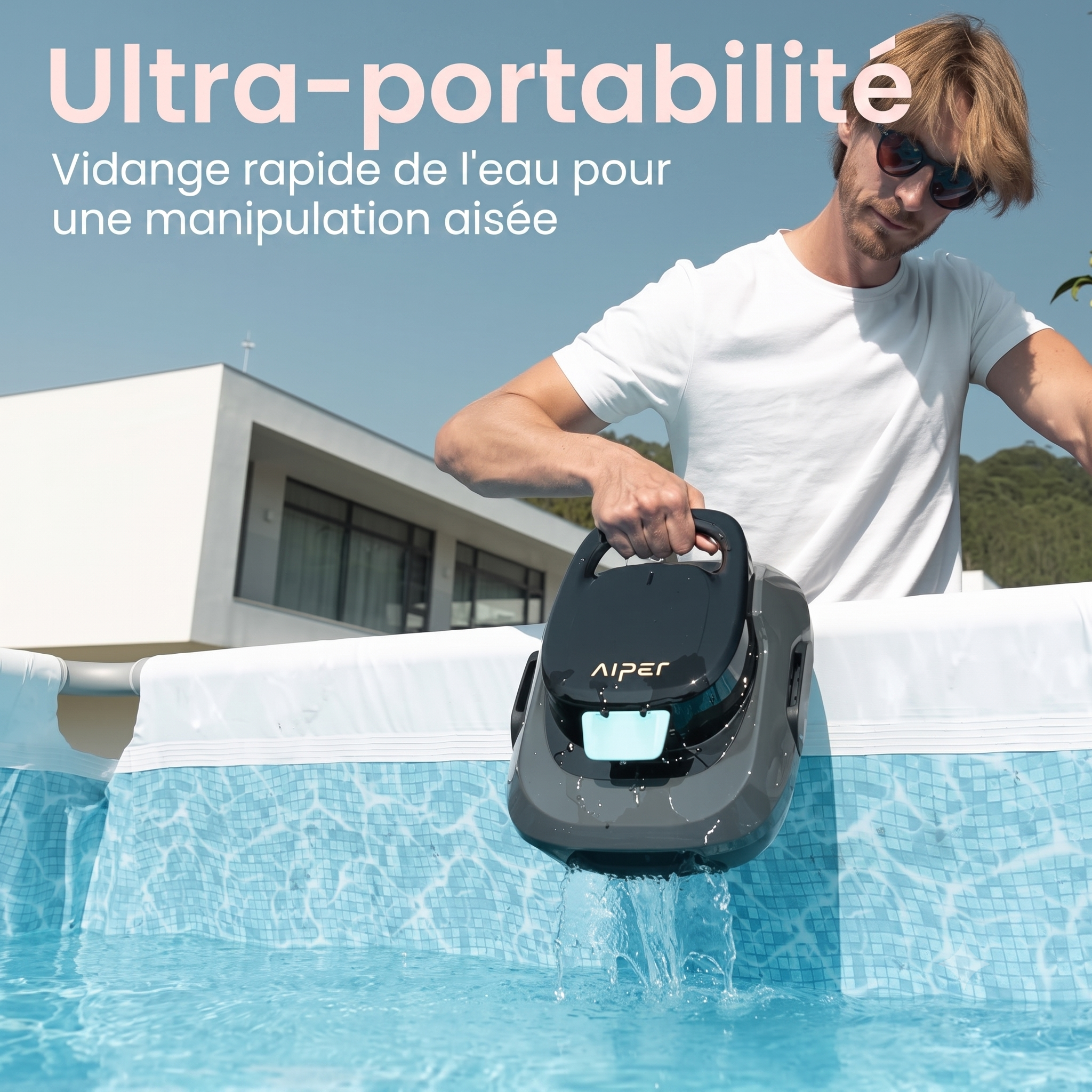 AIPER Scuba – Robot de piscine sans fil | 90 min d'autonomie | Jusqu'à 80 m²